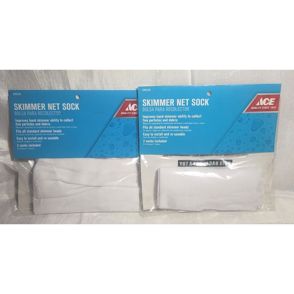 2 Packages Ace Swimming Pool Skim Leaf Skimmer Net Socks (4 Socks)
